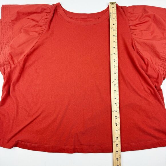 Old Navy Short Sleeve Rust Orange Flutter Sleeve Combination Top Size 2X - Picture 10 of 12